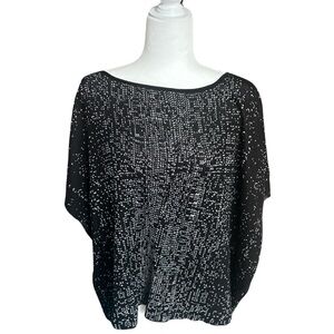 Eileen Fisher Sleek Tencel Black Bateau Neck Top Size L/XL